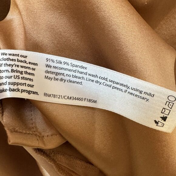 Eileen Fisher Shirt Silk Spandex Button Up Long Sleeve Top Women’s S/P Brown - Picture 4 of 8